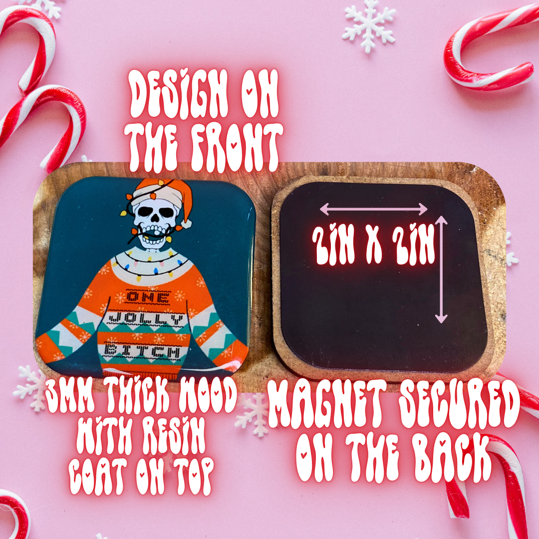 I'm Jolly AF Funny Holiday Spirit Evil Snowman Goth Christmas Magnet - Shadow Witch Designs