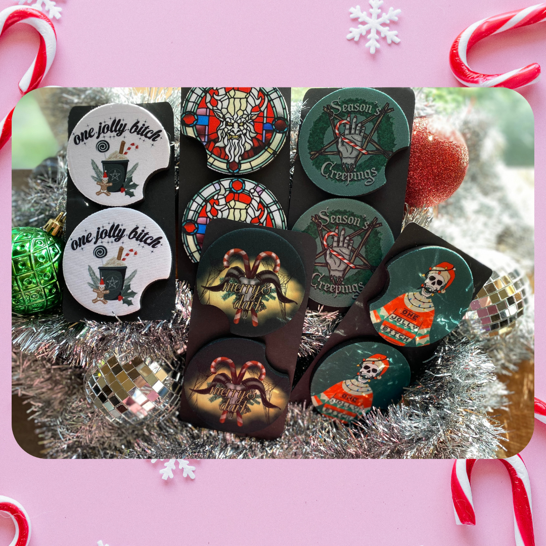 Creepmas Holiday Car Coasters - Shadow Witch Designs