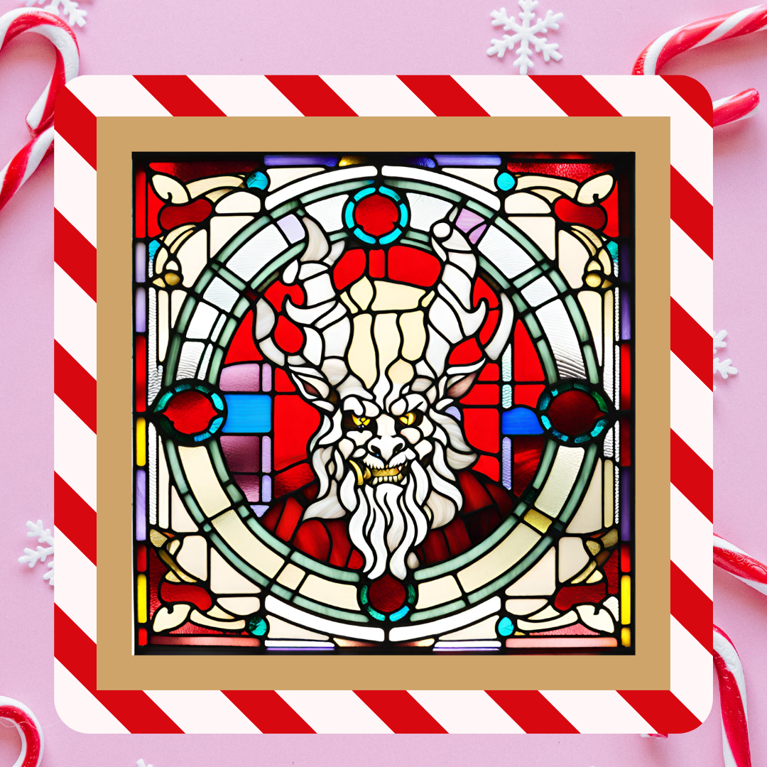 Krampus Stained Glass Window Styled Goth Witchy Christmas Magnet - Shadow Witch Designs