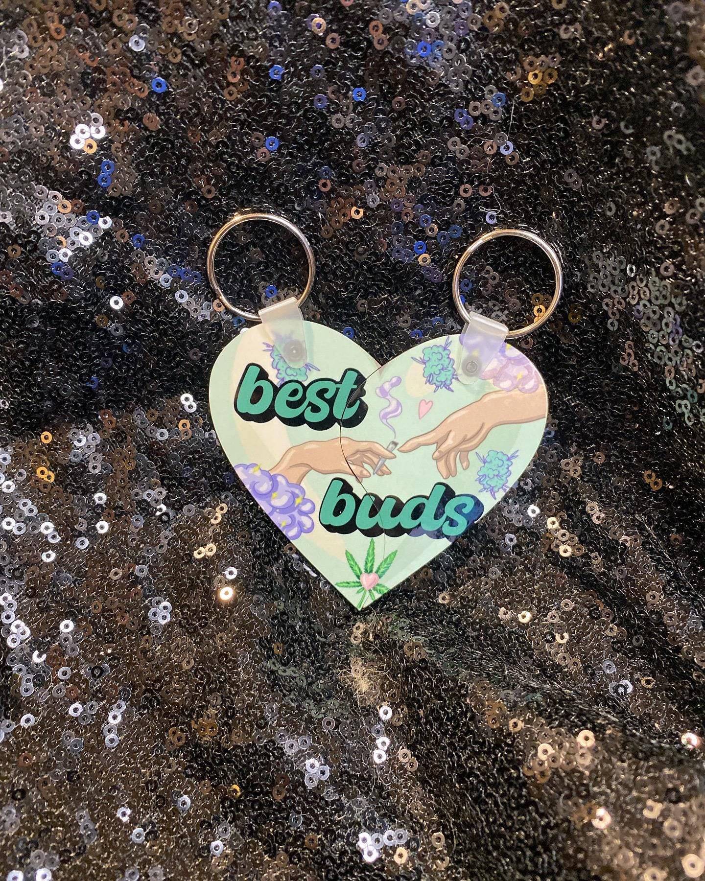 Best Friends Matching Keychain Set Split Heart Best Buds Best B*tches Other Half Love Gift - Shadow Witch Designs
