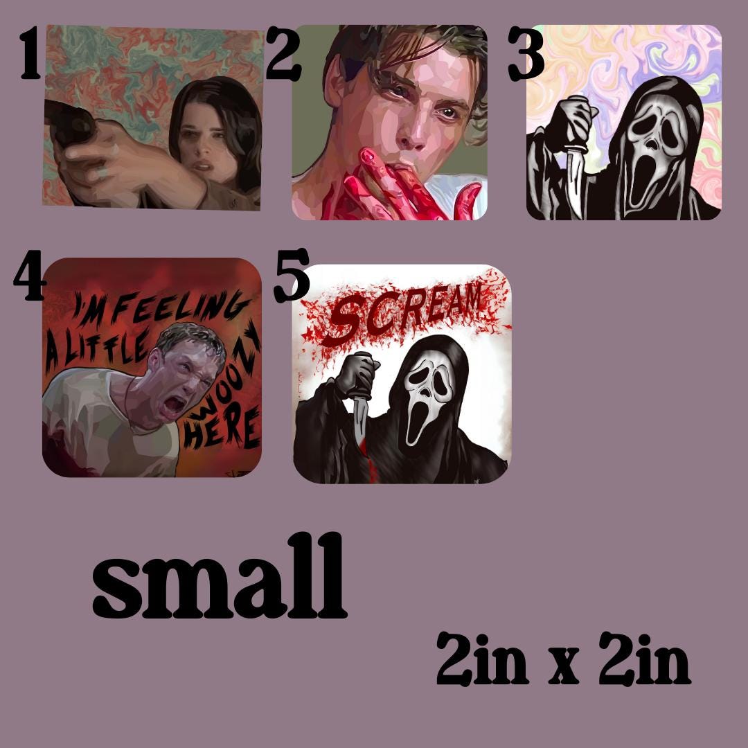Scream Movies Magnets Choose From Ghostface, Billy Loomis, and More! Resin Protected Drawn Designs - Shadow Witch Designs