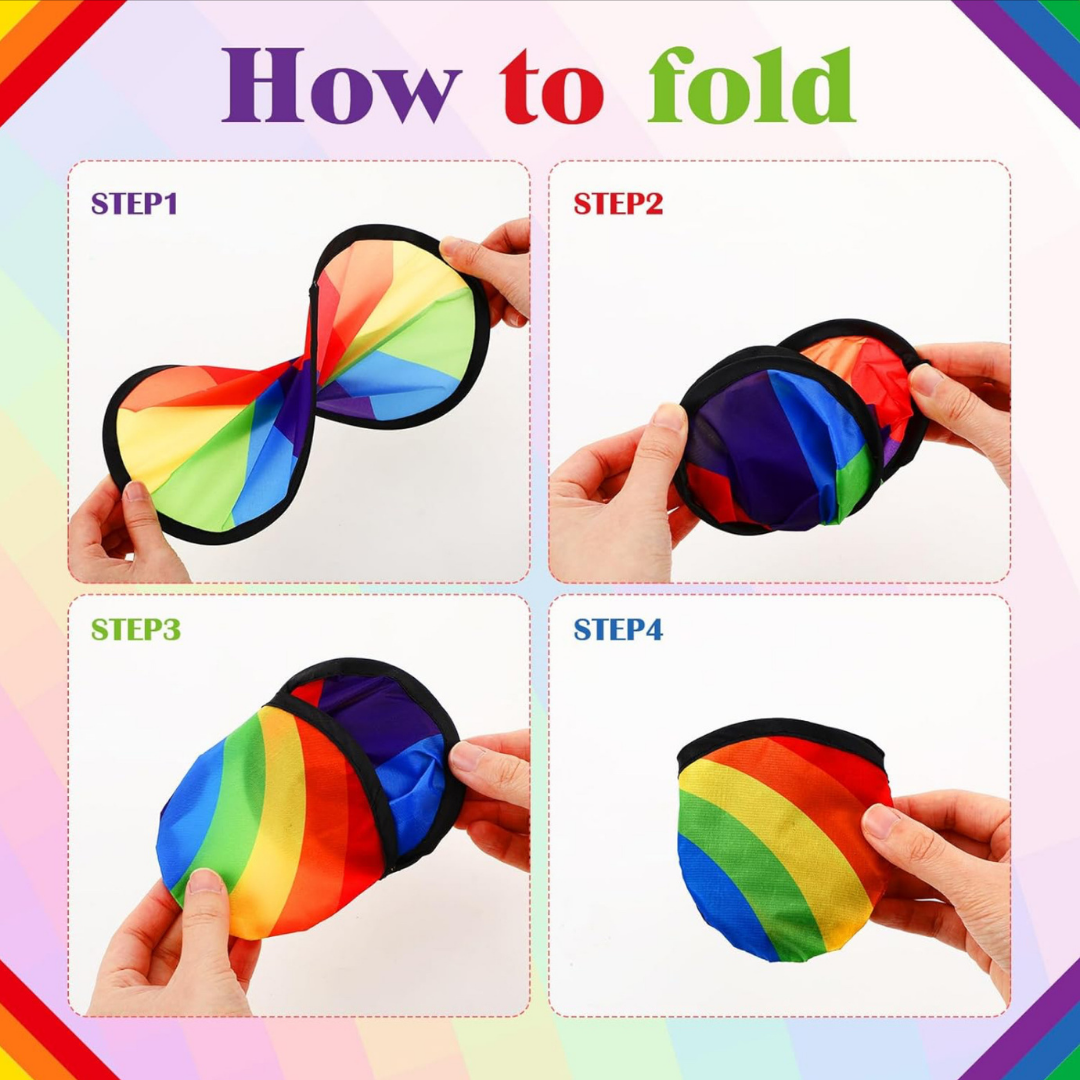 Rainbow PRIDE folding fan with matching pouch - Shadow Witch Designs