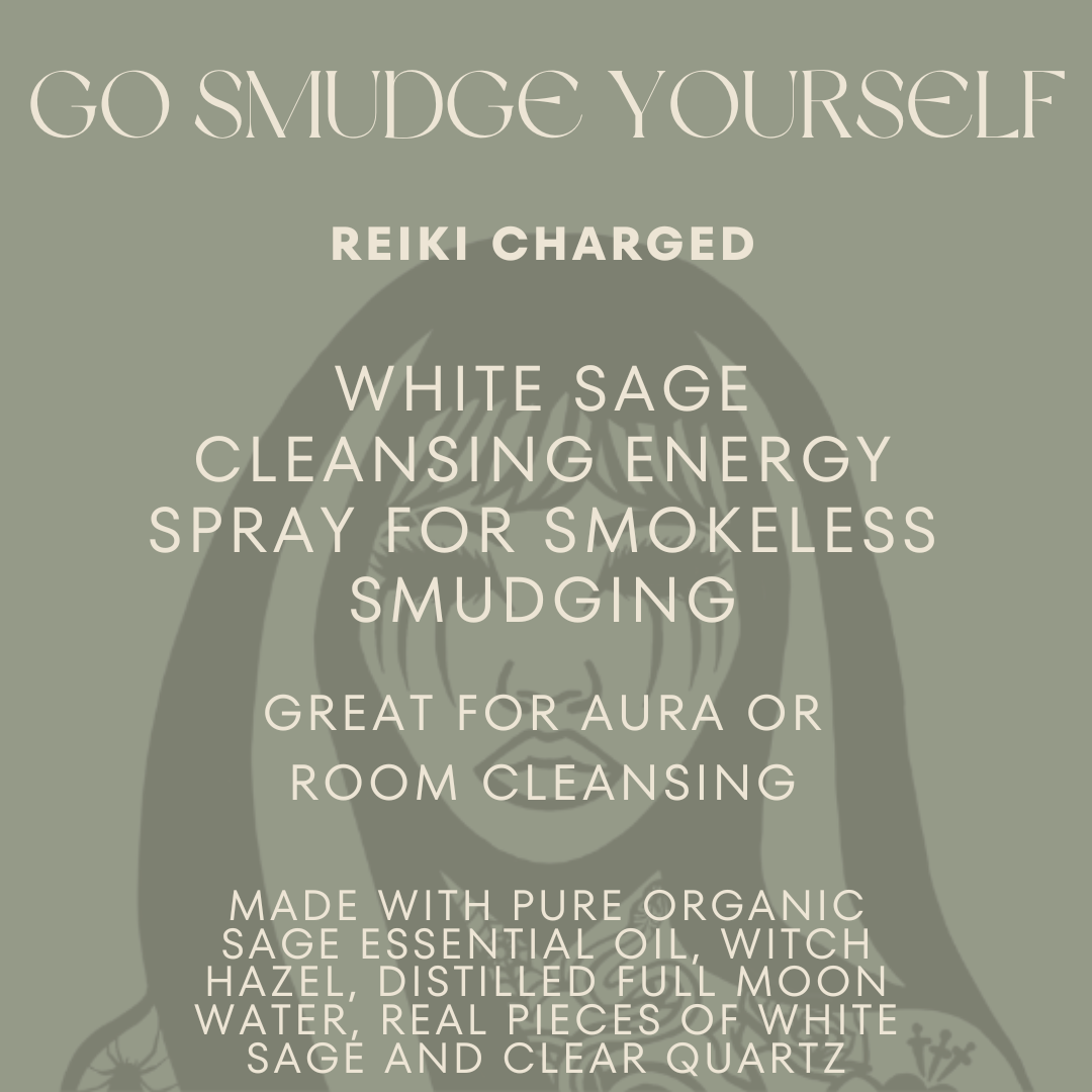 Go Smudge Yourself Reiki Charged White Sage Cleansing Energy Spray - Shadow Witch Designs