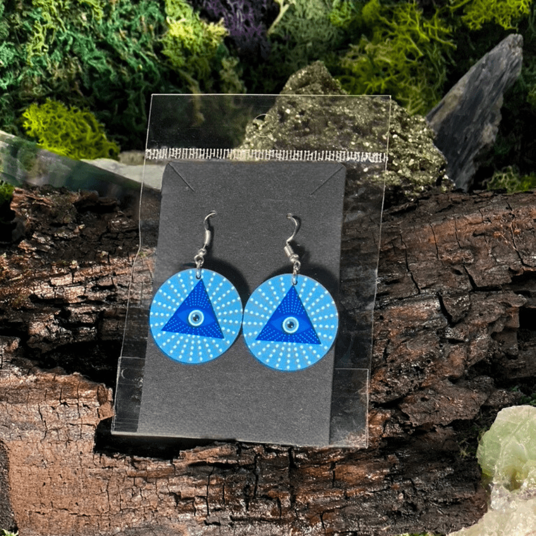 Evil Eye Triangle Burst Earrings - Shadow Witch Designs