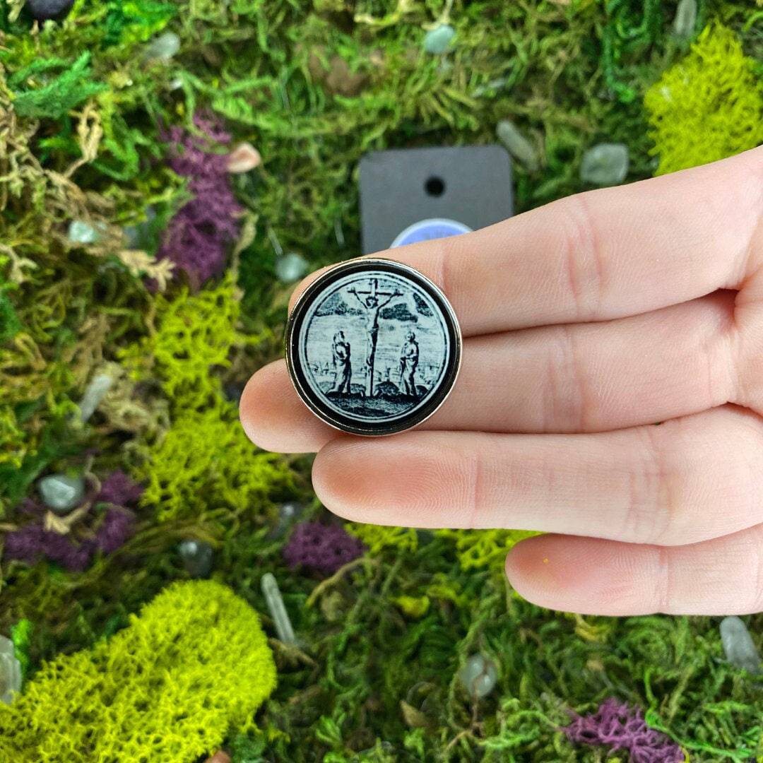 Gothic Crucification Enamel Pin - Shadow Witch Designs