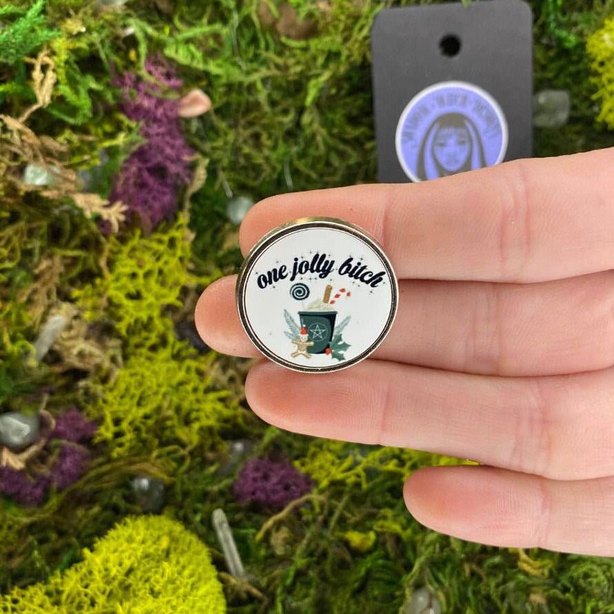 One Jolly B*tch Holiday Enamel Pin - Shadow Witch Designs