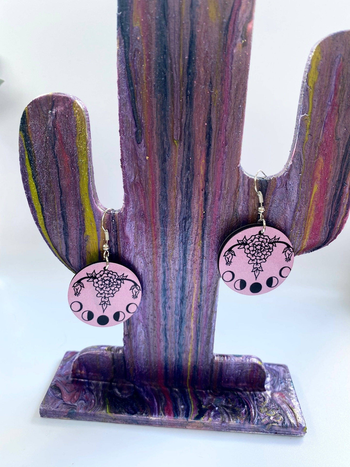 Purple Uterus Moon Phase Earrings - Shadow Witch Designs