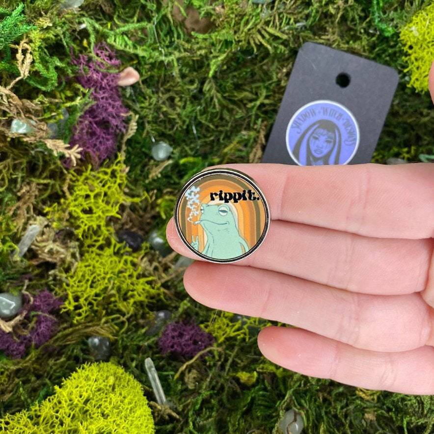 Rippit Smoking Frog Enamel Pin - Shadow Witch Designs