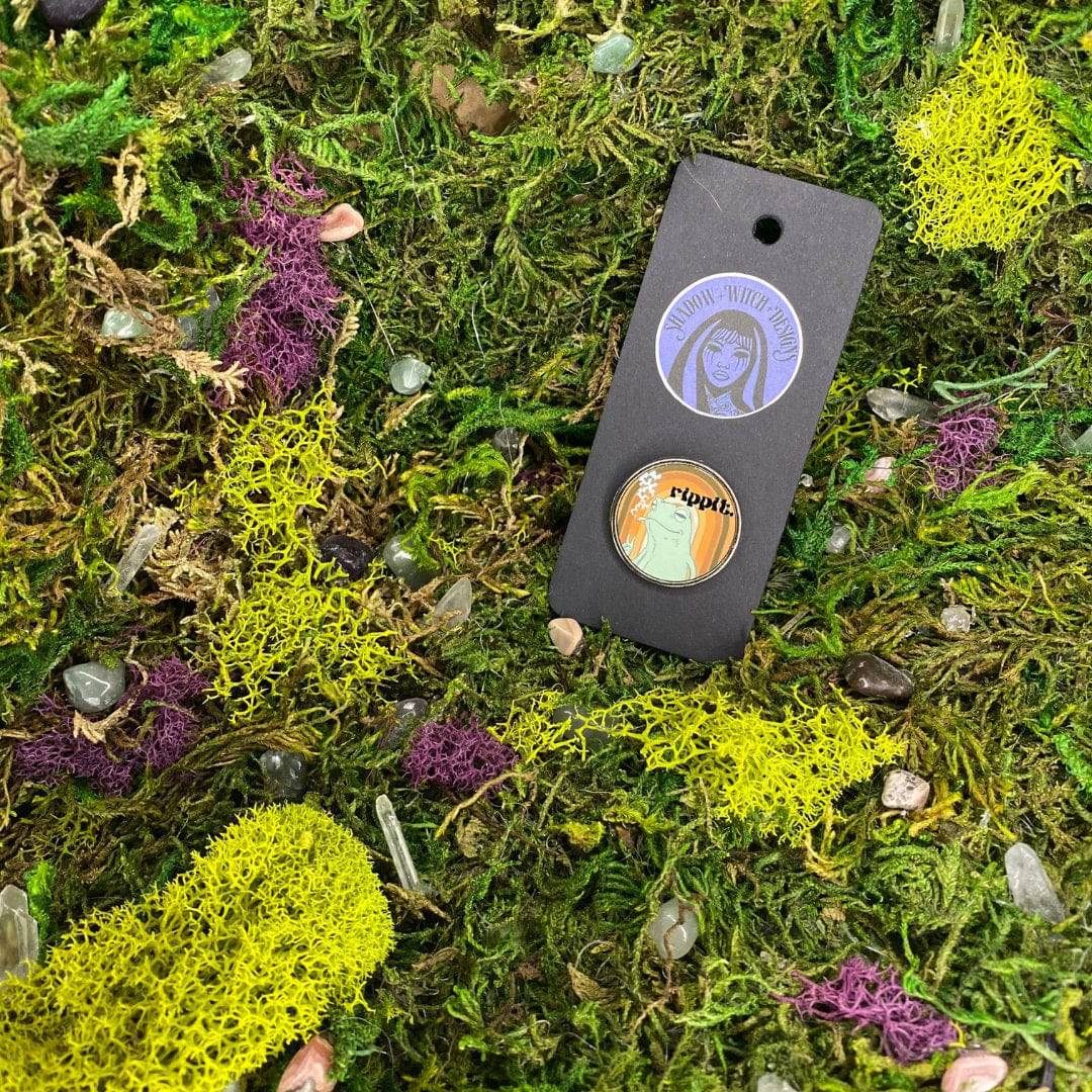 Rippit Smoking Frog Enamel Pin - Shadow Witch Designs