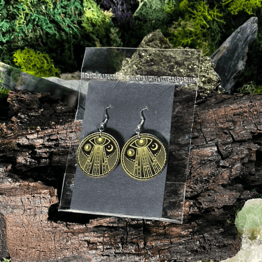 Black and Gold Evil Eye Earrings - Shadow Witch Designs