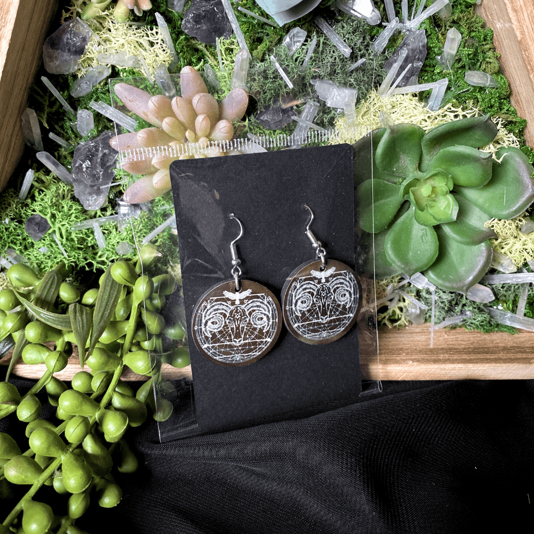 Geometric Animal Skull Black and White Earrings - Shadow Witch Designs