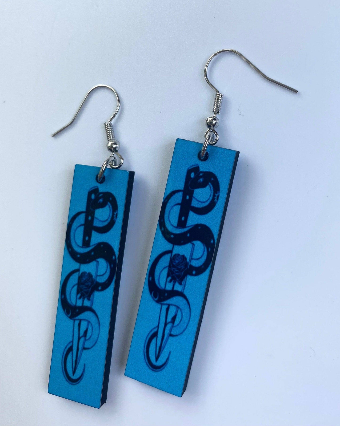 Snake Dagger Rose Earrings - Shadow Witch Designs