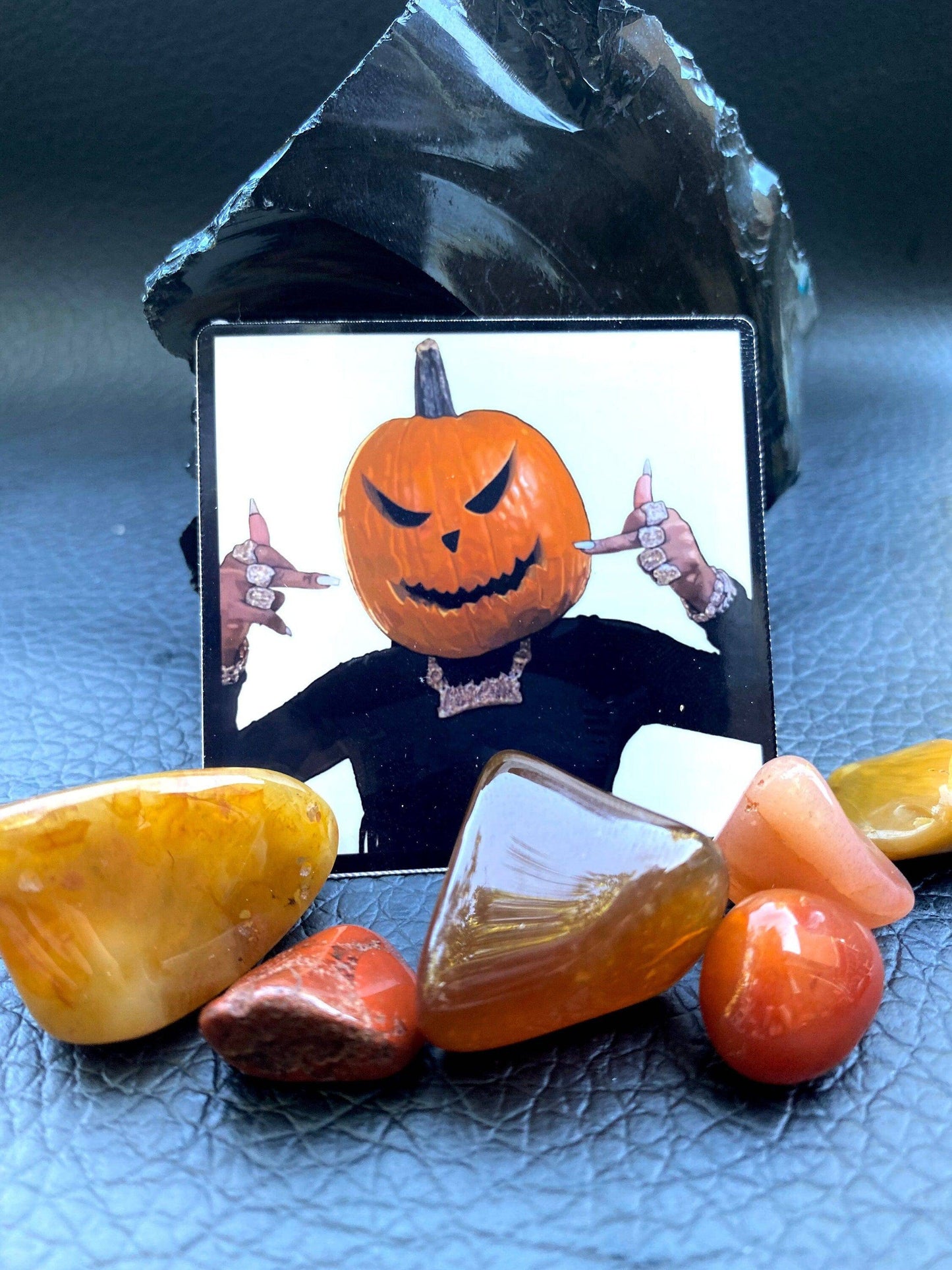 Megan Thee Stallion Halloween Pumpkin head Middle Finger Sticker - Shadow Witch Designs