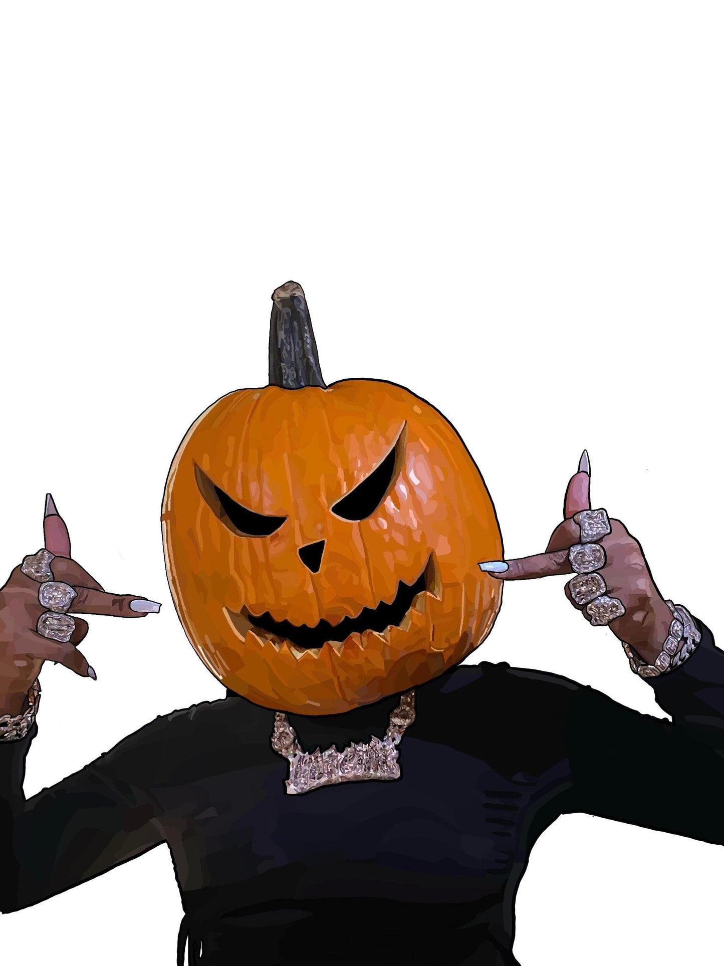Megan Thee Stallion Halloween Pumpkin head Middle Finger Sticker - Shadow Witch Designs