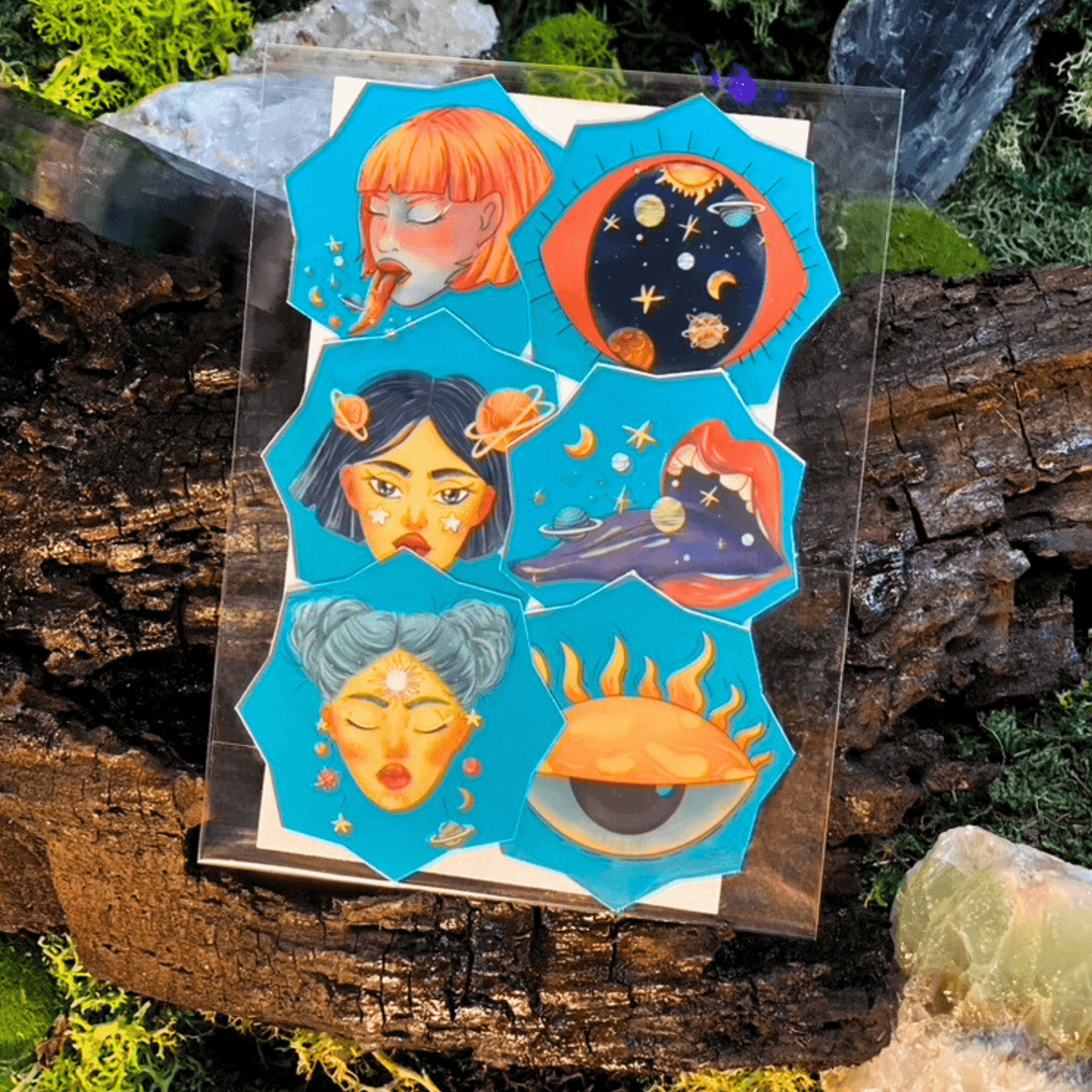 Cosmic Girlies Octagon Sticker Pack - Shadow Witch Designs