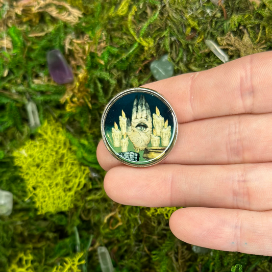 Witchy Hand Sage Candles Enamel Pin - Shadow Witch Designs