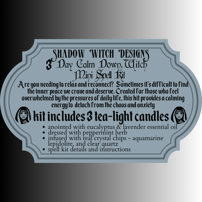 3 Day Calm Down, Witch Mini Spell Kit