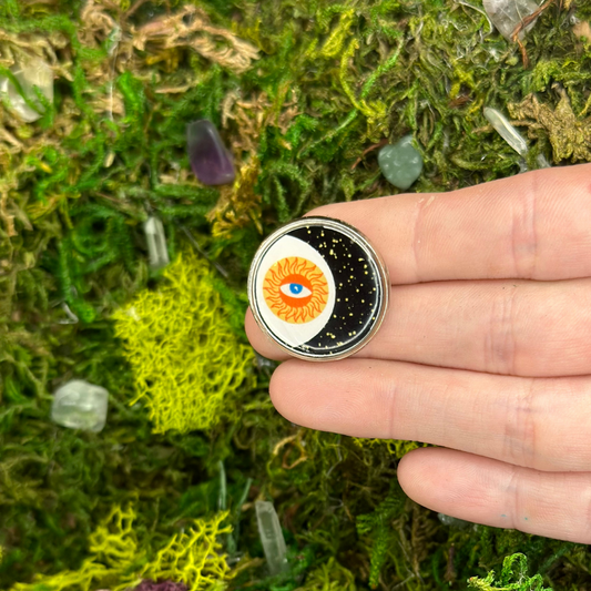 Eye of Protection Sun and Moon Enamel Pin - Shadow Witch Designs
