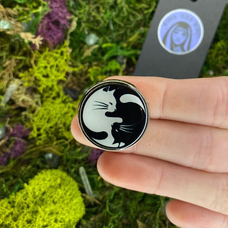 Yin Yang Cat Enamel Pin