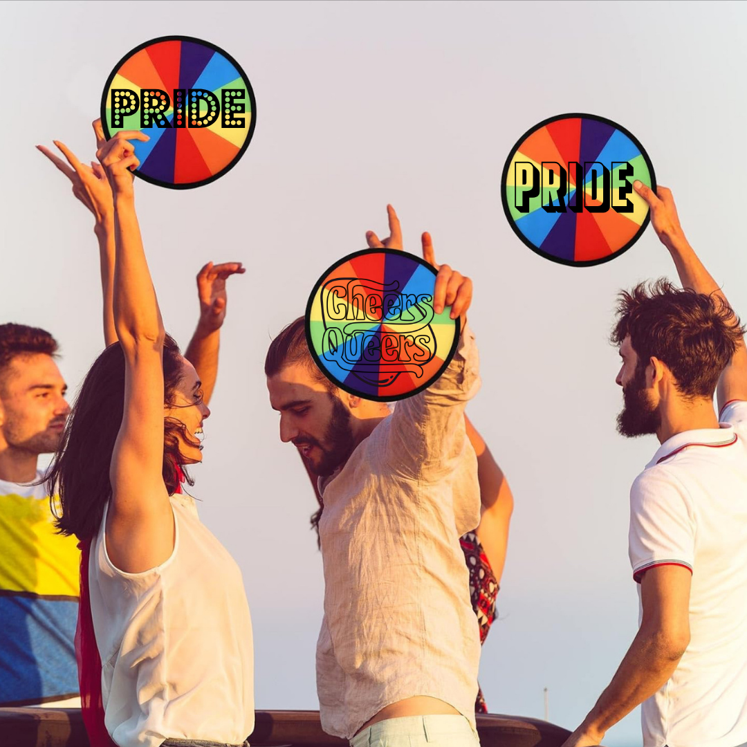 Rainbow PRIDE folding fan with matching pouch