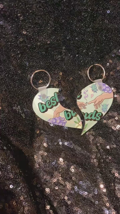 Best Friends Matching Keychain Set Split Heart Best Buds Best B*tches Other Half Love Gift