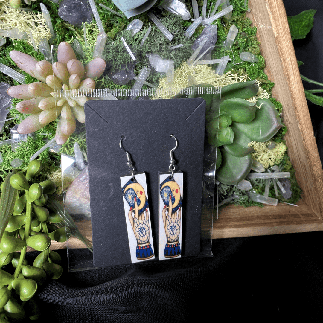 Shadow Witch Designs American Traditional Tarot Hand Earrings ATTHE