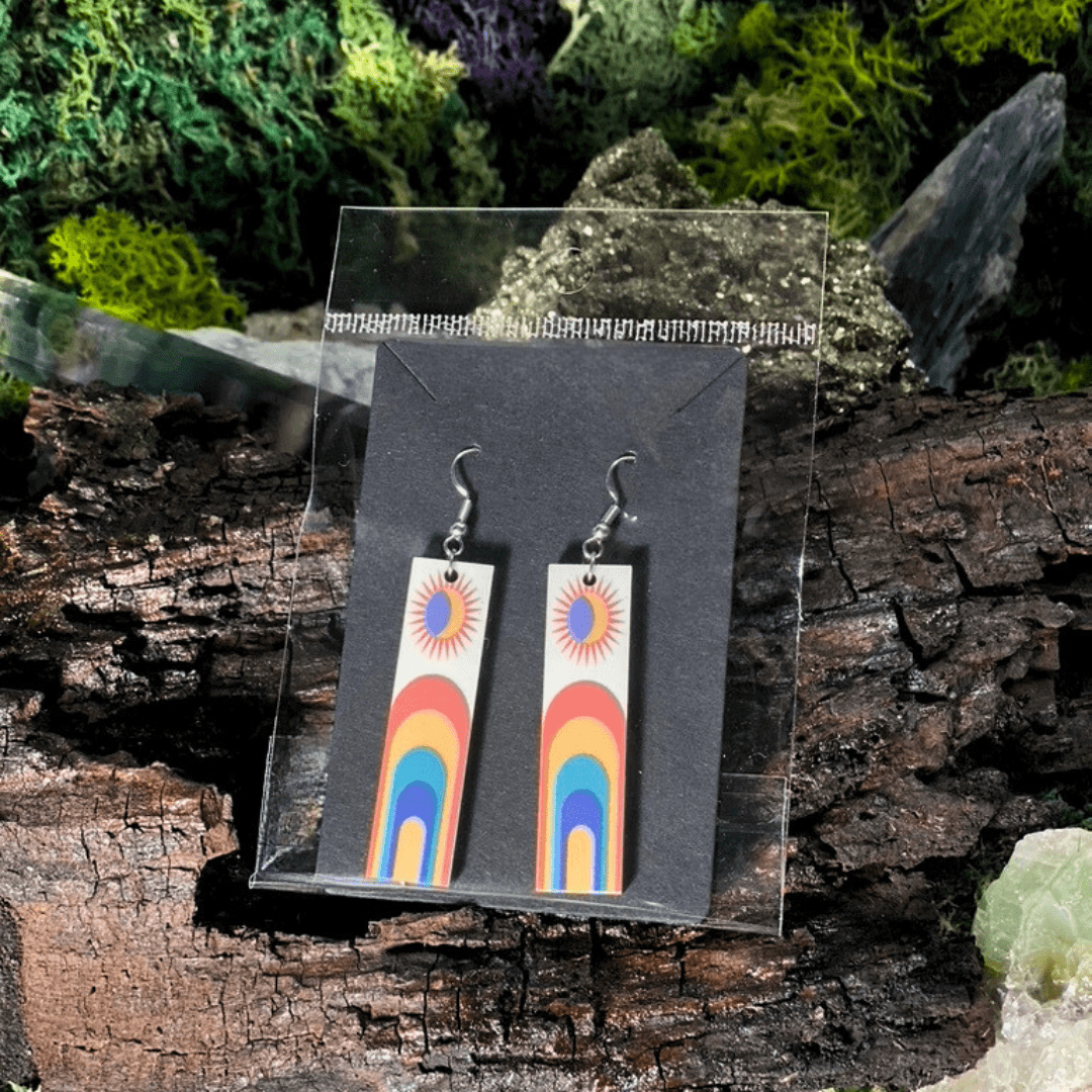 Shadow Witch Designs Colorful Sun Arch Burst Earrings CASBE