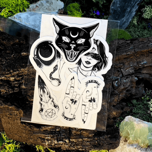 Occult Black And White Sticker Pack - Shadow Witch Designs