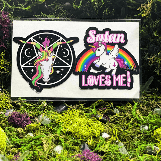 Satan Loves Me Sticker Pack- Black - Shadow Witch Designs