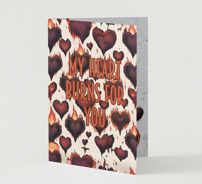 My Heart Burns For You Gothic Style Valentine Anniversary Card Instant Download For Him, For Her, For Them - Shadow Witch Designs