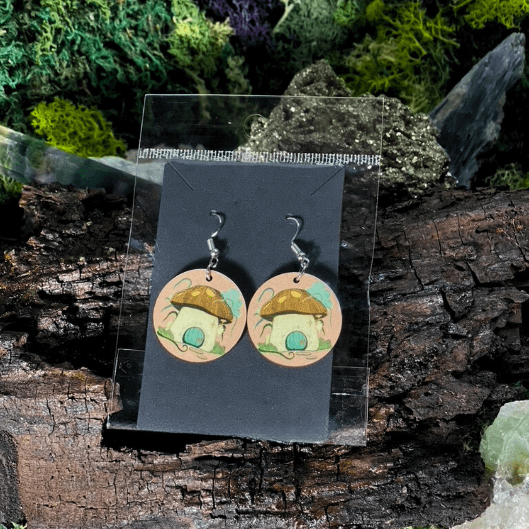 Shadow Witch Designs earrings Cottagecore Mushroom Cottage Earrings CMCE