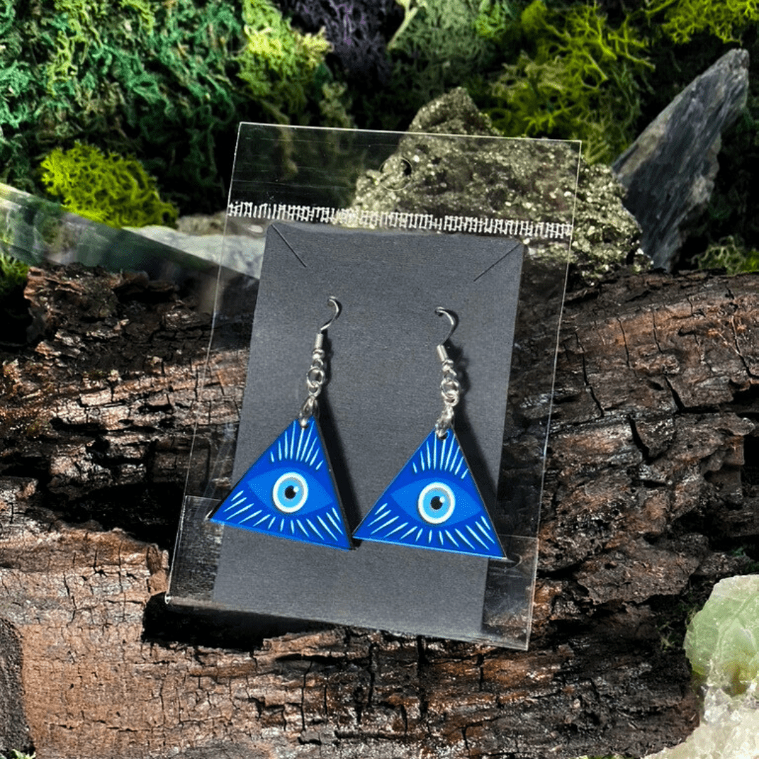 Evil Eye Triangle Earrings - Shadow Witch Designs