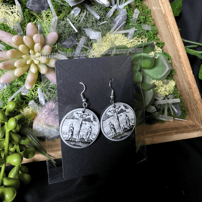 Shadow Witch Designs earrings Gothic Crucifixion Black and White Earrings