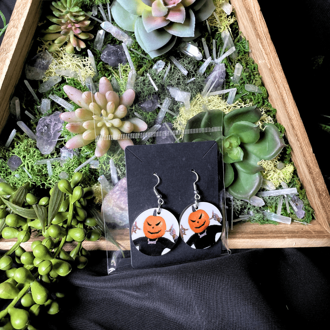 Shadow Witch Designs earrings Megan Thee Stallion Halloween Pumpkin Head Earrings