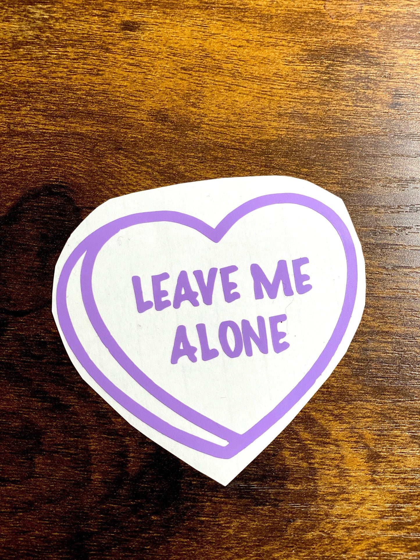Shadow Witch Designs Leave Me Alone Candy Heart Vinyl Decal