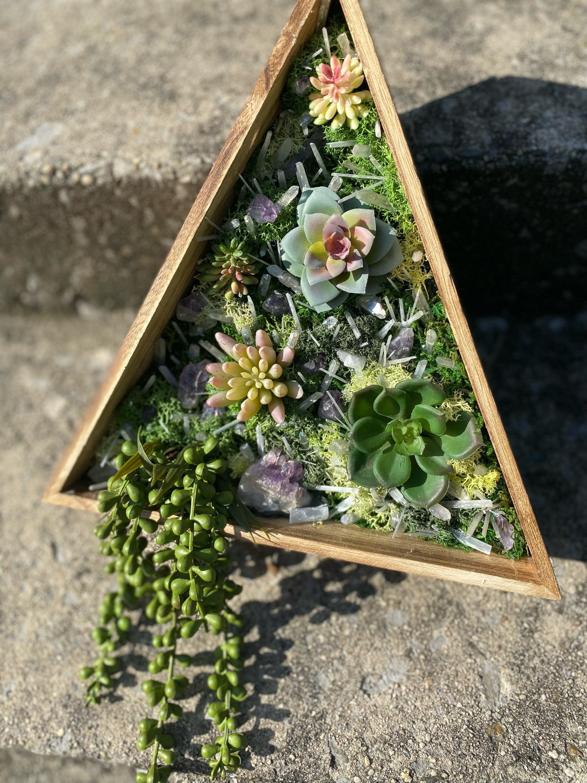 Shadow Witch Designs Moss Artificial Succulents and Crystals Wall Hanging Display Decor MASCWHDD