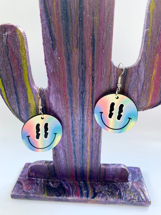 Shadow Witch Designs Rainbow Melting Smiley Face Earrings 1264385095