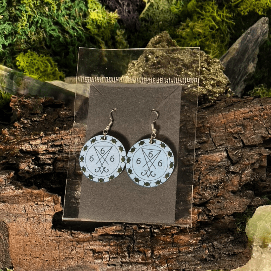 Shadow Witch Designs Satanic 666 Triple Moon Earrings STME