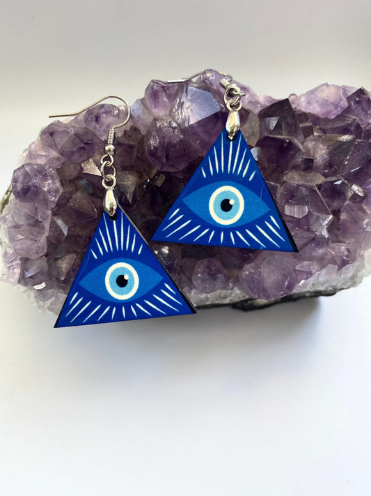 Shadow Witch Designs Triangle Evil Eye Earrings 1250441248