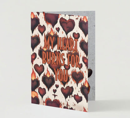 My Heart Burns For You Gothic Style Valentine Anniversary Card Instant Download For Him, For Her, For Them